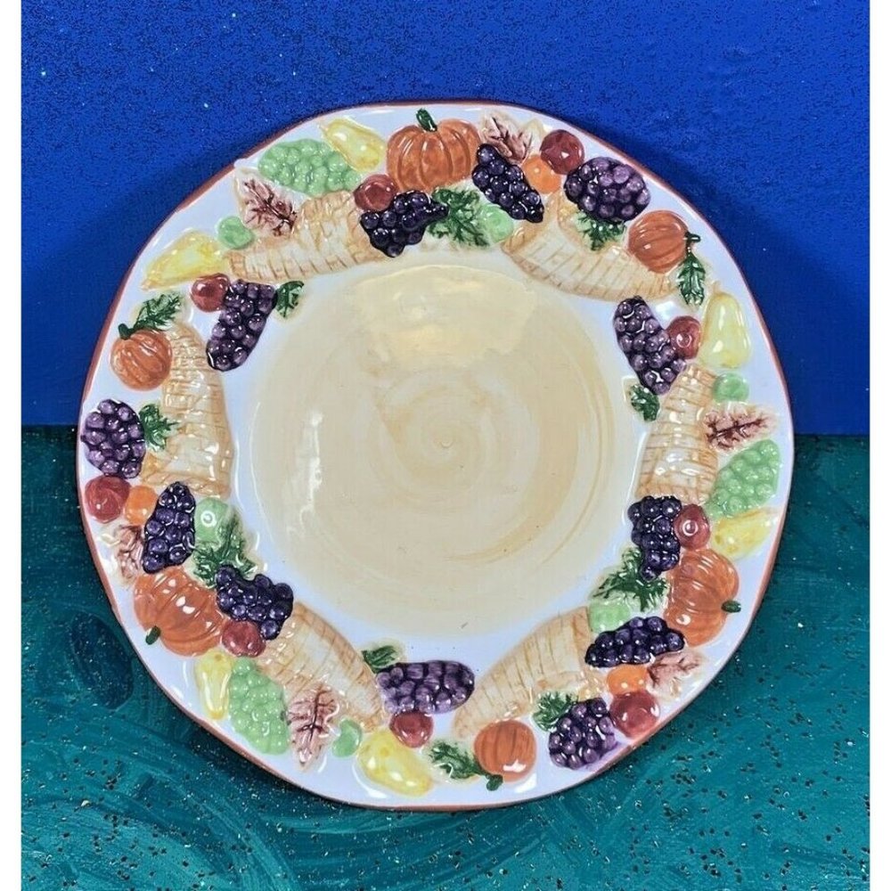 PAC ~ Cornucopia Autumn Decor Four Footed Ceramic Candle Dish ~ YaY!